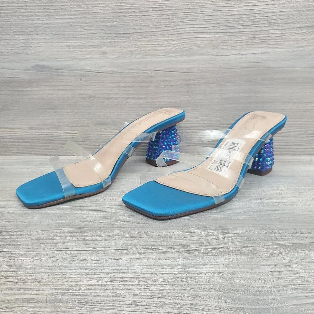 Betsey Johnson Capri blue rhinestone heels